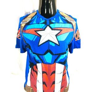 Marvel Comics Captain America Adult Size L  Cosplay T-Shirt Avengers Superhero